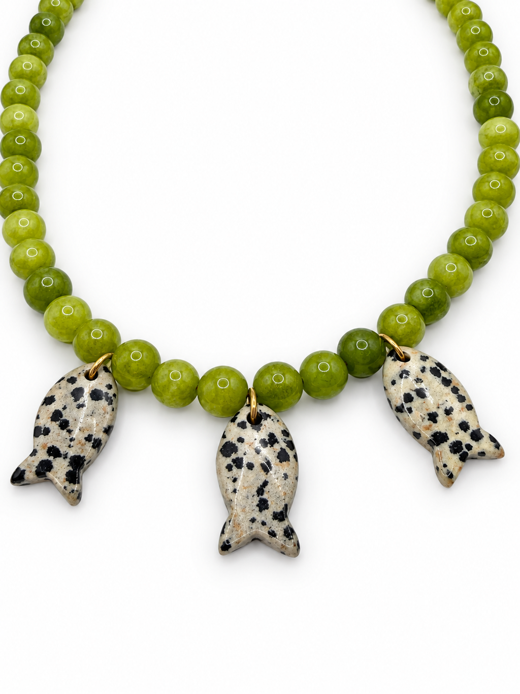 The Sardinia Semi Precious & Dalmatian Jasper Fish Necklace