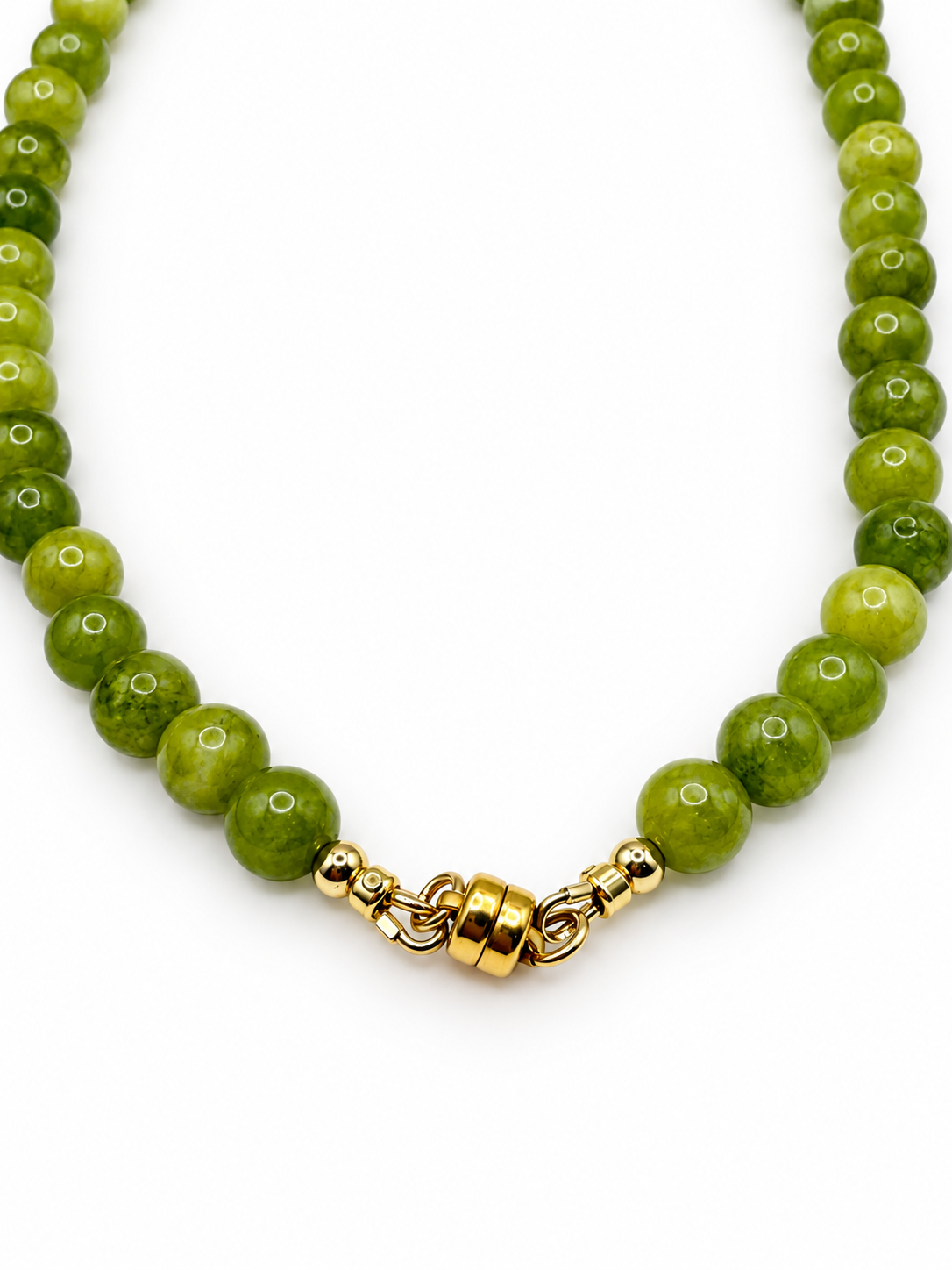 Dalmatian Jasper Green Jade hand beaded necklace