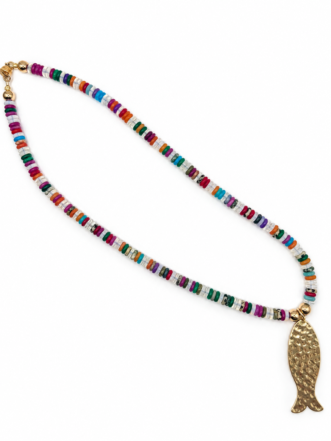 The Portofino Semi-Precious Jade & Opalite Fish Necklace