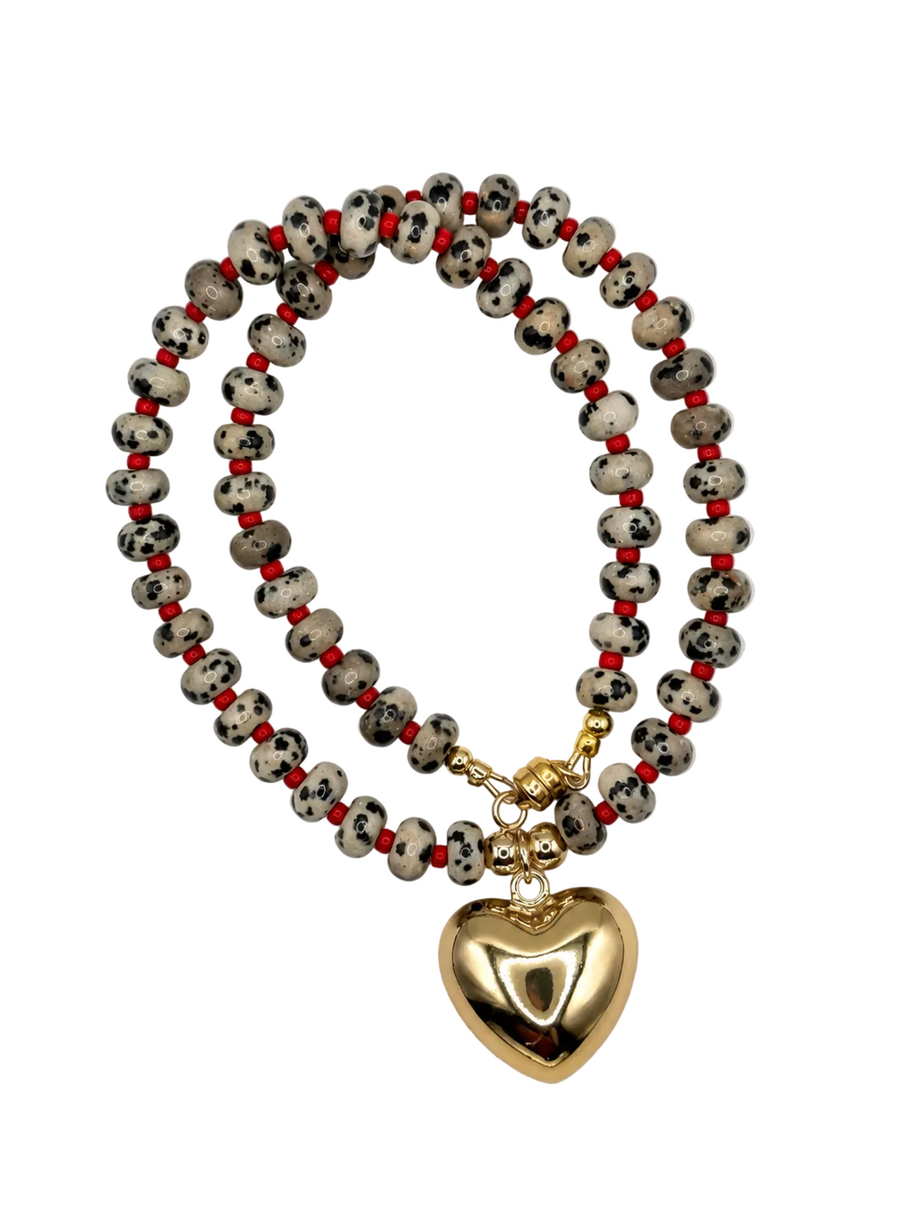 Spotted in Love - Semi-Precious Dalmatian Jasper Heart Necklace