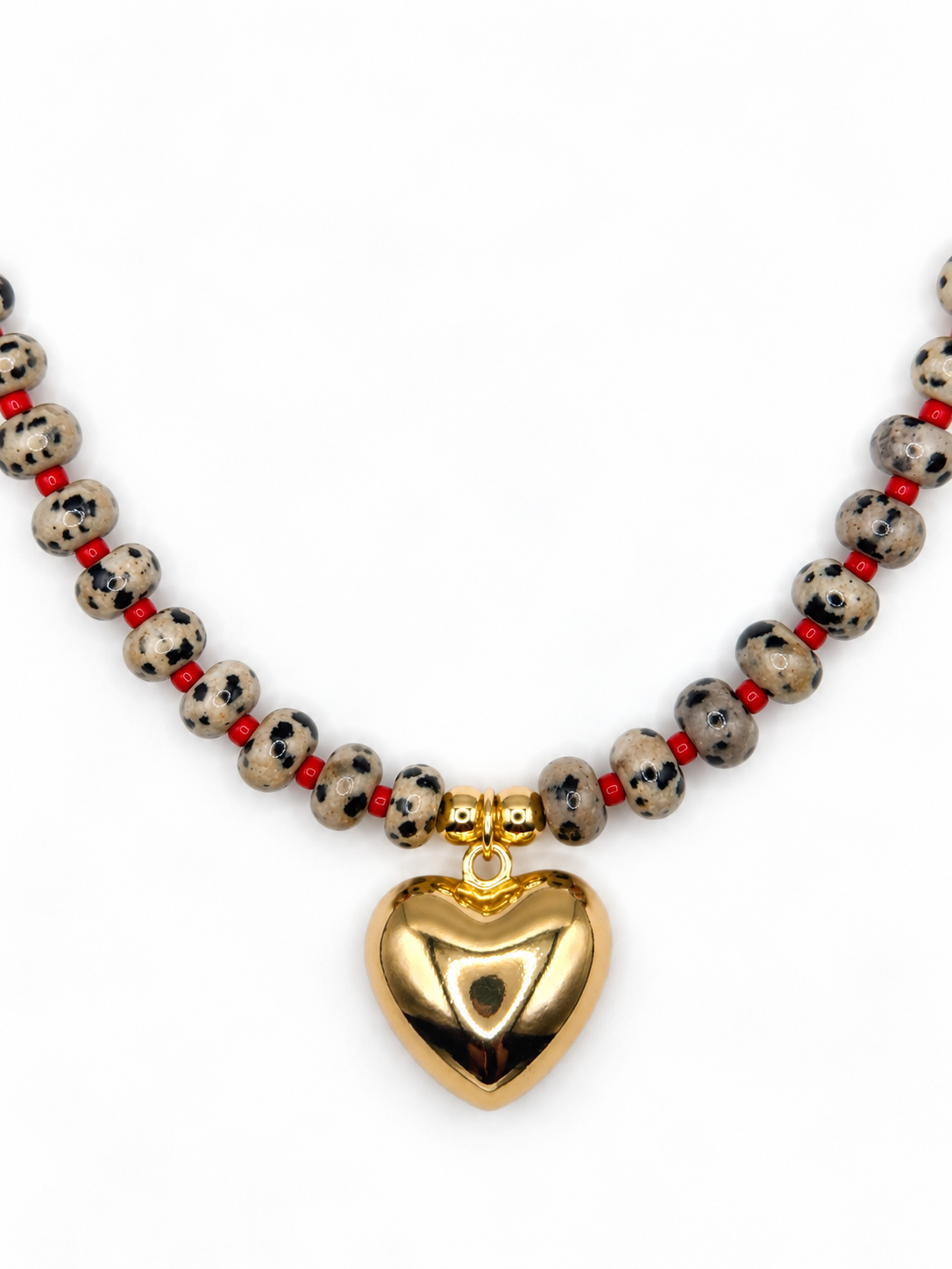 Spotted in Love - Semi-Precious Dalmatian Jasper Heart Necklace