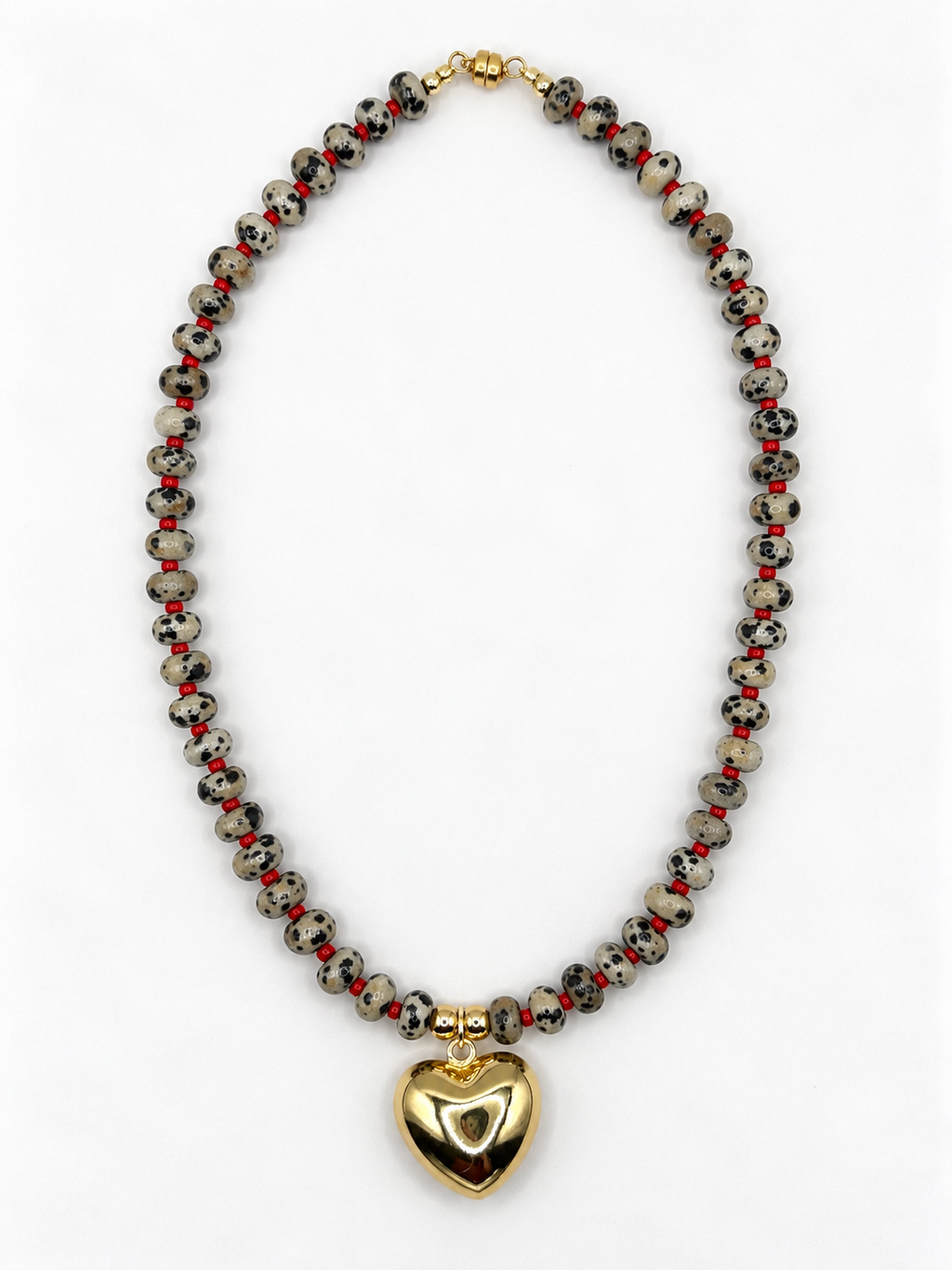 Spotted in Love - Semi-Precious Dalmatian Jasper Heart Necklace